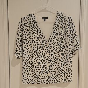 Express Black and White Patterned Blouse
